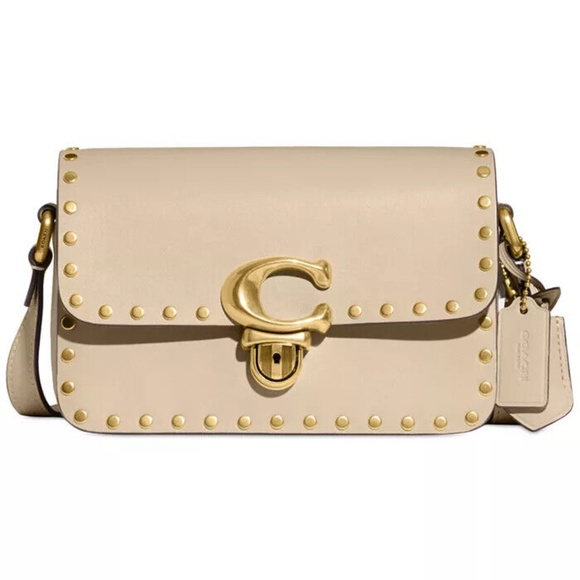 NWT Coach Studio Brass/Ivory Shoulder Bag 19 With Rivets In Original Packaging